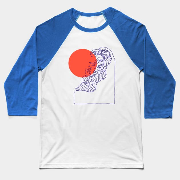 Summer sunset and ocean wave Baseball T-Shirt by popcornpunk